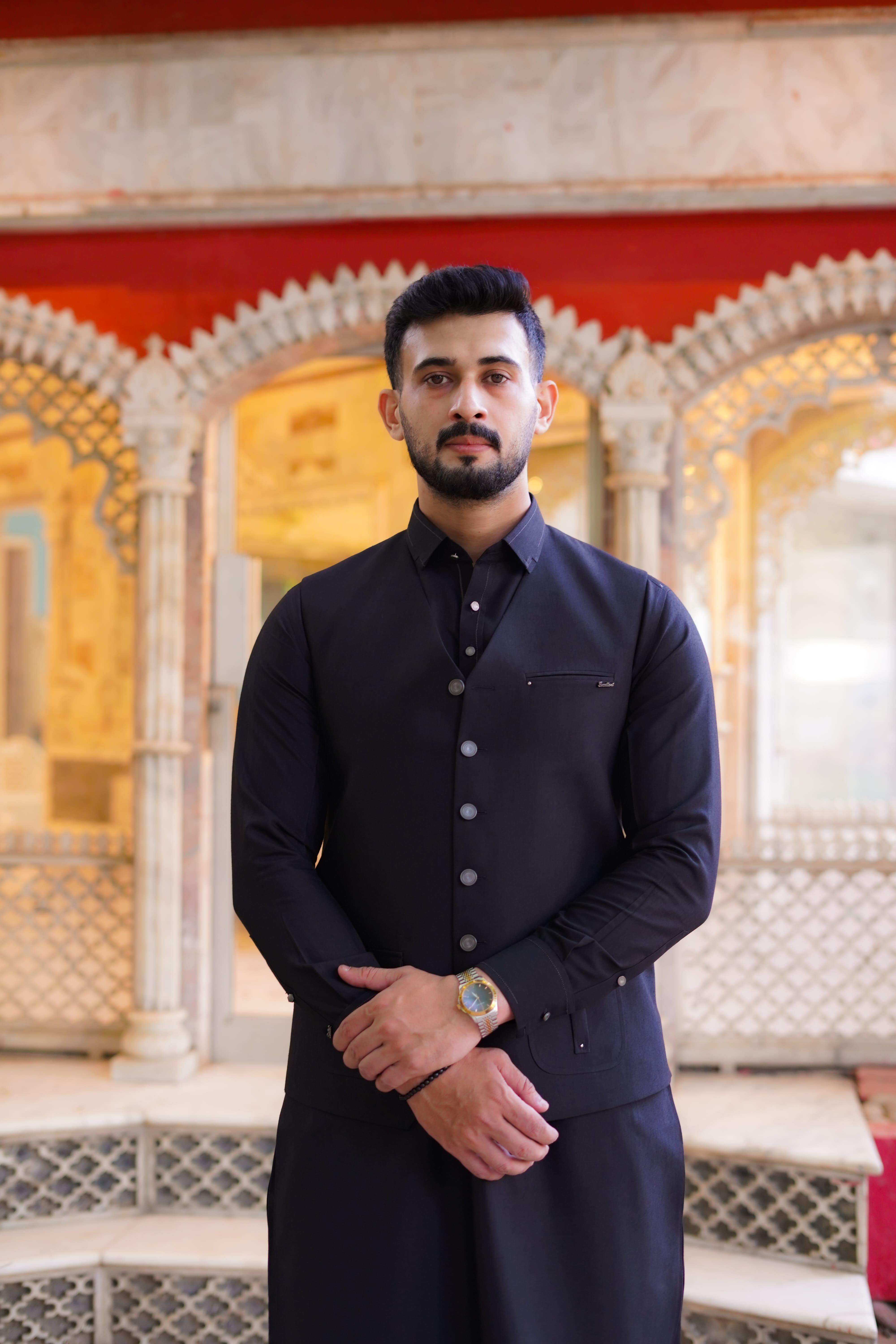 Three Piece Suit With Farshi Shalwar