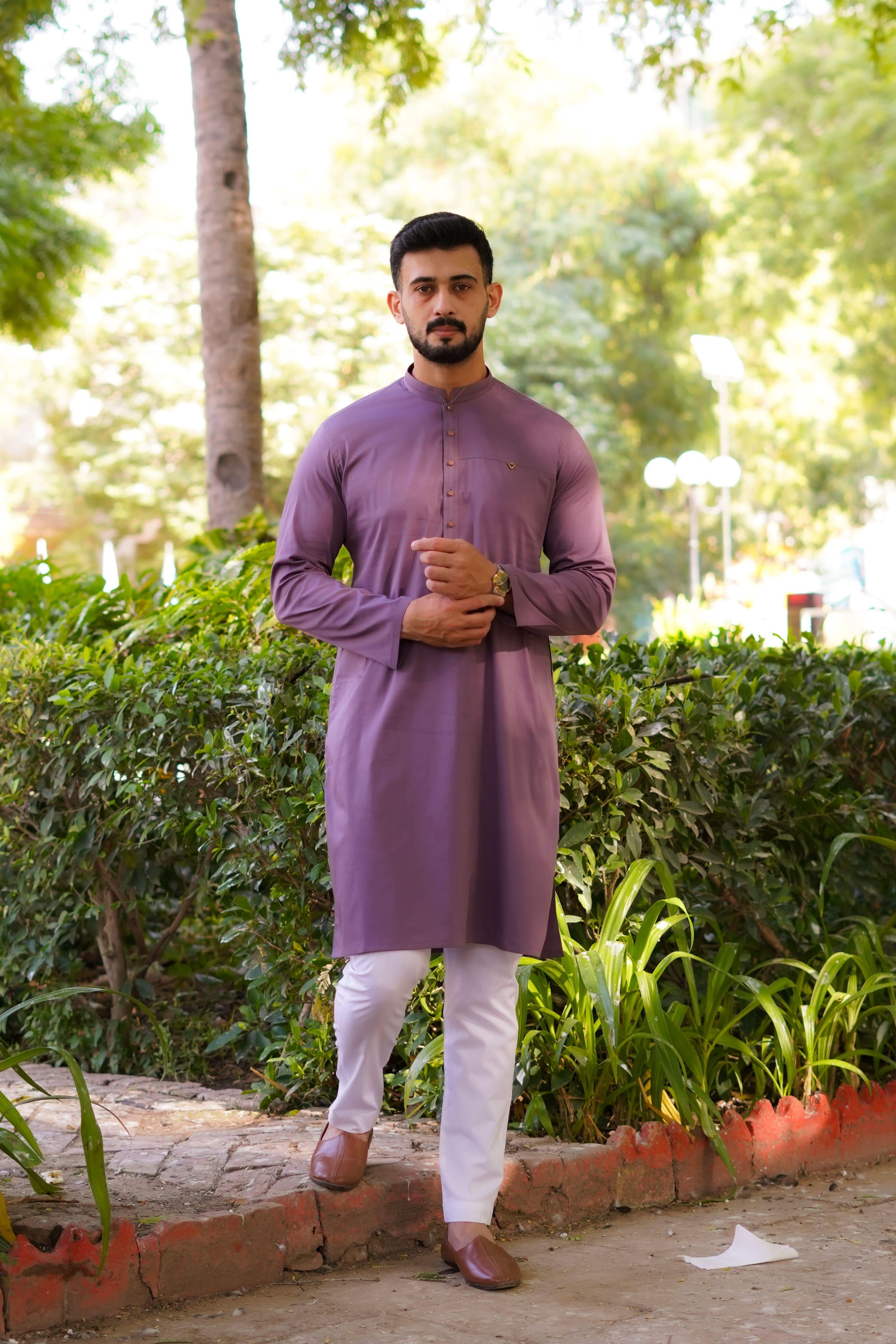 Light Purple Egyptian Cotton Kurta Pajama